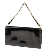 ディオール ロゴ チェーン ウォレット 長財布 ハンドバッグ ブラック ゴールド パテントレザー レディース Dior 【中古】